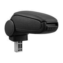 Bracciolo centrale per Opel Corsa C / Opel Combo C con scomparto imbottito in pelle sintetica nera con cuciture.