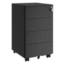 Caixa de escritório - HELLOSHOP26 - 4 gavetas - Com fechadura - Aço - Preto