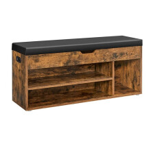 Banco para sapatos - HELLOSHOP26 - Estofado - 3 compartimentos - Marrom - 150 kg de carga