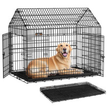 Gabbia per cani - HELLOSHOP26 - Pieghevole - 120 x 72,5 x 109 cm - Acciaio - Nero