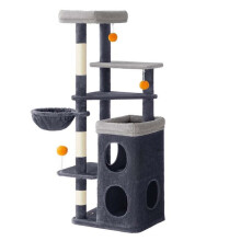Albero per gatti - HELLOSHOP26 - 152 cm - 2 nicchie - 3 palle di peluche - Pannello di truciolato