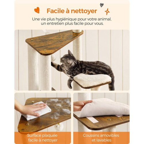 Albero per gatti - HELLOSHOP26 - 165 cm - 5 grattatoi - Cuscini lavabili - Design moderno 1