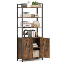Biblioteca vertical - HELLOSHOP26 - 6 níveis - Metal preto - Prateleiras ajustáveis - 24 x 60 cm