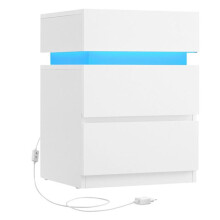 Mesa de cabeceira - HELLOSHOP26 - LED Multicolorido - 3 gavetas - 35 x 40 x 55 cm - Montagem fácil