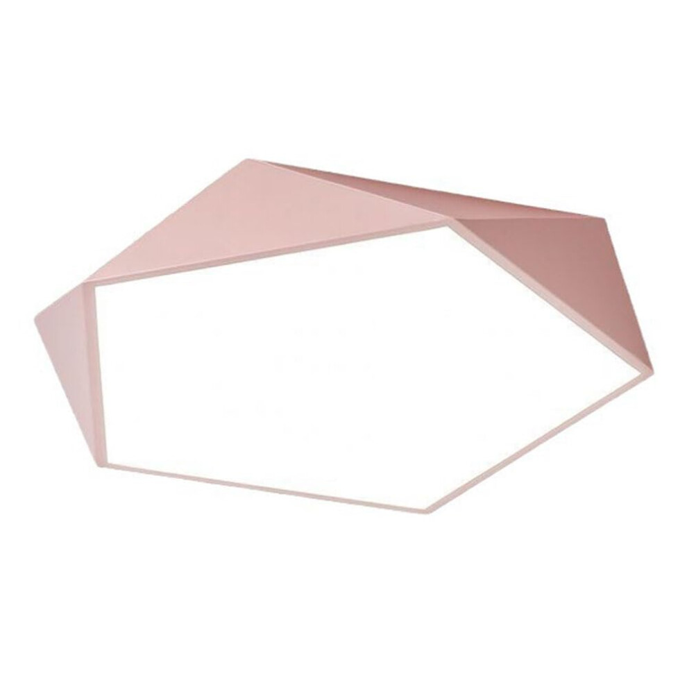 Pink Metal Ceiling Lamp LED Ultra-Thin Close-To-Ceiling Macaron Style Lighting, 3000K-6000K Dimmable, 60cm-image-OPC-PKNWYQJ-NEW