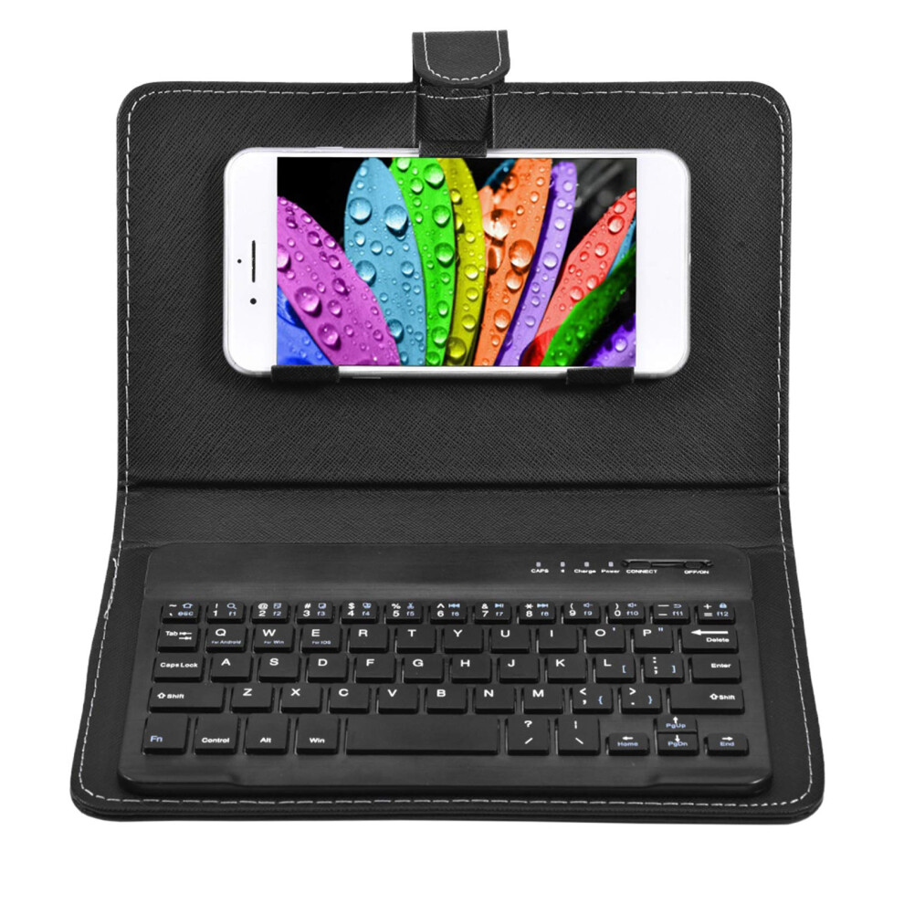 Bluetooth Wireless Keyboard 2-In-1 Pu Leather Stand Case 4.5-6.8 Inch Folding Folio Android Ios Windows Uk Layout Black 9354506861469