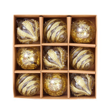 (Gold) 9pack/lot Classic Christmas Baubles To Christmas Tree Vibrant Colors