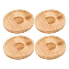 4Pcs Khaki Bamboo Spiral Whiskey Glass Coasters Round Drink Saucer