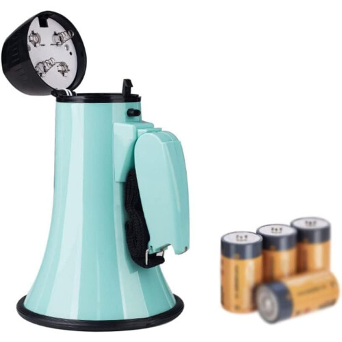 Megaphones Portable Referee Handheld Megaphone With Adjustable Volume Control, Foldable Handle, Bullhorn Speaker, Blue 2