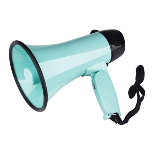 Megaphones Portable Referee Handheld Megaphone With Adjustable Volume Control, Foldable Handle, Bullhorn Speaker, Blue