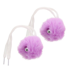 2St Paarse Fluffy Pom Poms Met Voor Rolschaats Versiering