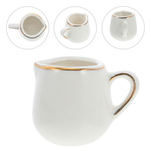 Ceramic Creamer Dispenser Multi Function Milk Pitcher With Spoon 2