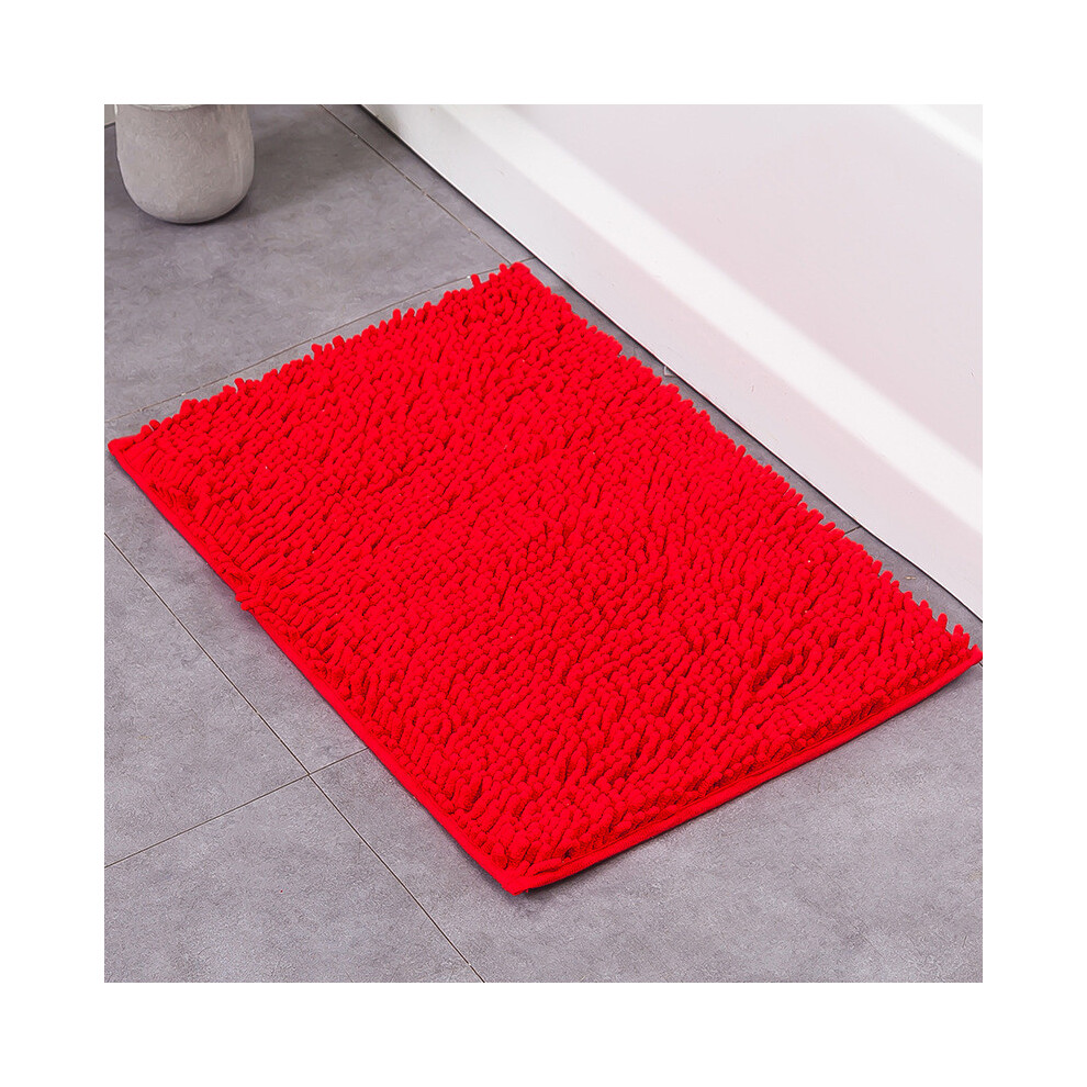 (Red, 40x60cm) Rug Bathroom Chenille Mat Dogs Doormats Absorbent Non Slip Bath Shower Mats