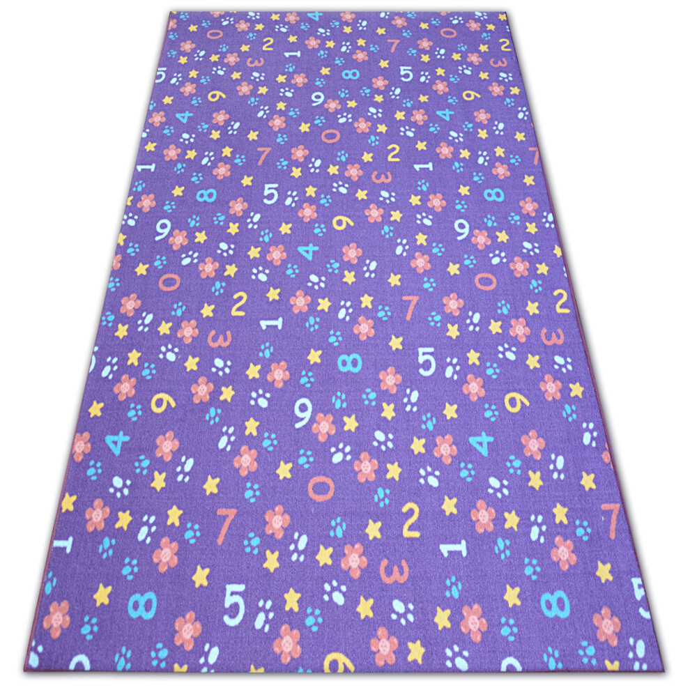 Fitted Carpet For Kids Numbers Numbers, Alphabet, Digits 100X250 Cm Purple Rugsx
