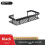 (Black) Shower Single Caddy Tier Durable Aluminium Rustproof Shelf Sticker Bathroom 1