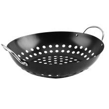 Professional Black Iron Grill Tray with Holes Portable for Picnics
