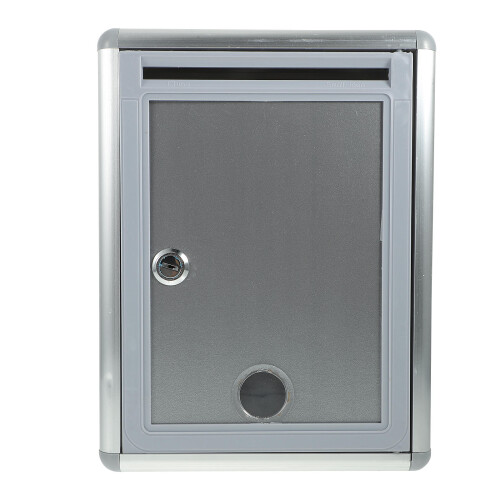 aluminum alloy wall-mounted suggestion box ballot security silver grey 1