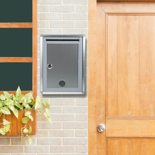 aluminum alloy wall-mounted suggestion box ballot security silver grey 2