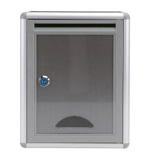 aluminum alloy wall-mounted suggestion box ballot security silver grey