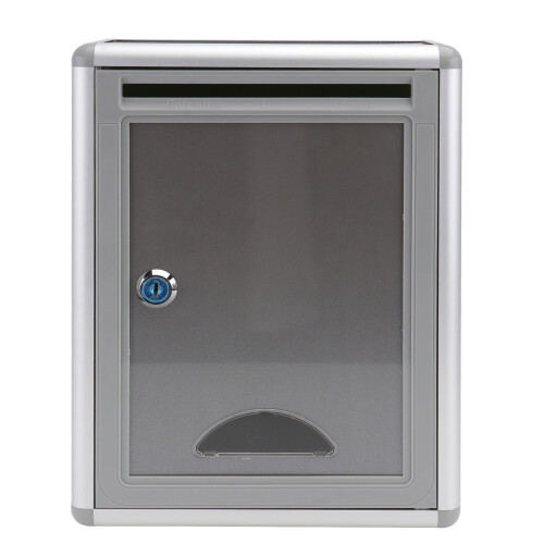 aluminum alloy wall-mounted suggestion box ballot security silver grey