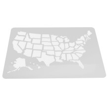 Stencil World Map Wall Decor United States Flag Paint Beige