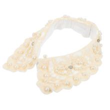 1Pc Retro Pearl Lace Fake Collar Detachable Cotton Beige for Women