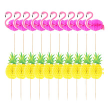 20 pcs pineapple cupcake toppers flamingo honeycomb fruit picks party