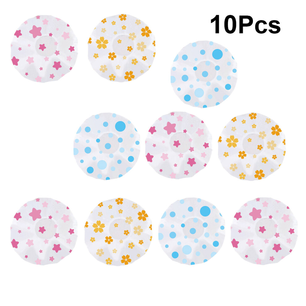 Happyyami 10 Pcs Waterproof Shower Cap Woman Miss Reusable Hat Caps Salon Hair