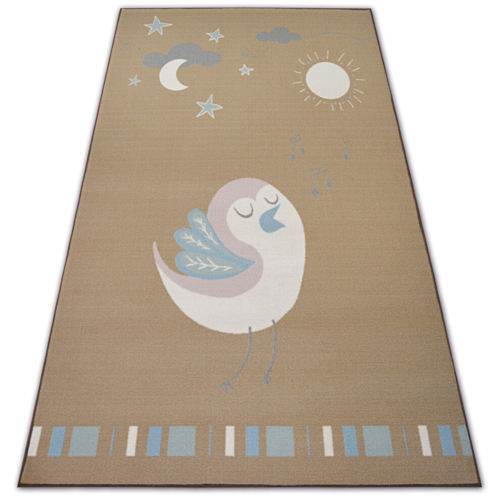 Rugsx Carpet For Kids Loko Bird Beige Anti-Slip 120X170 Cm