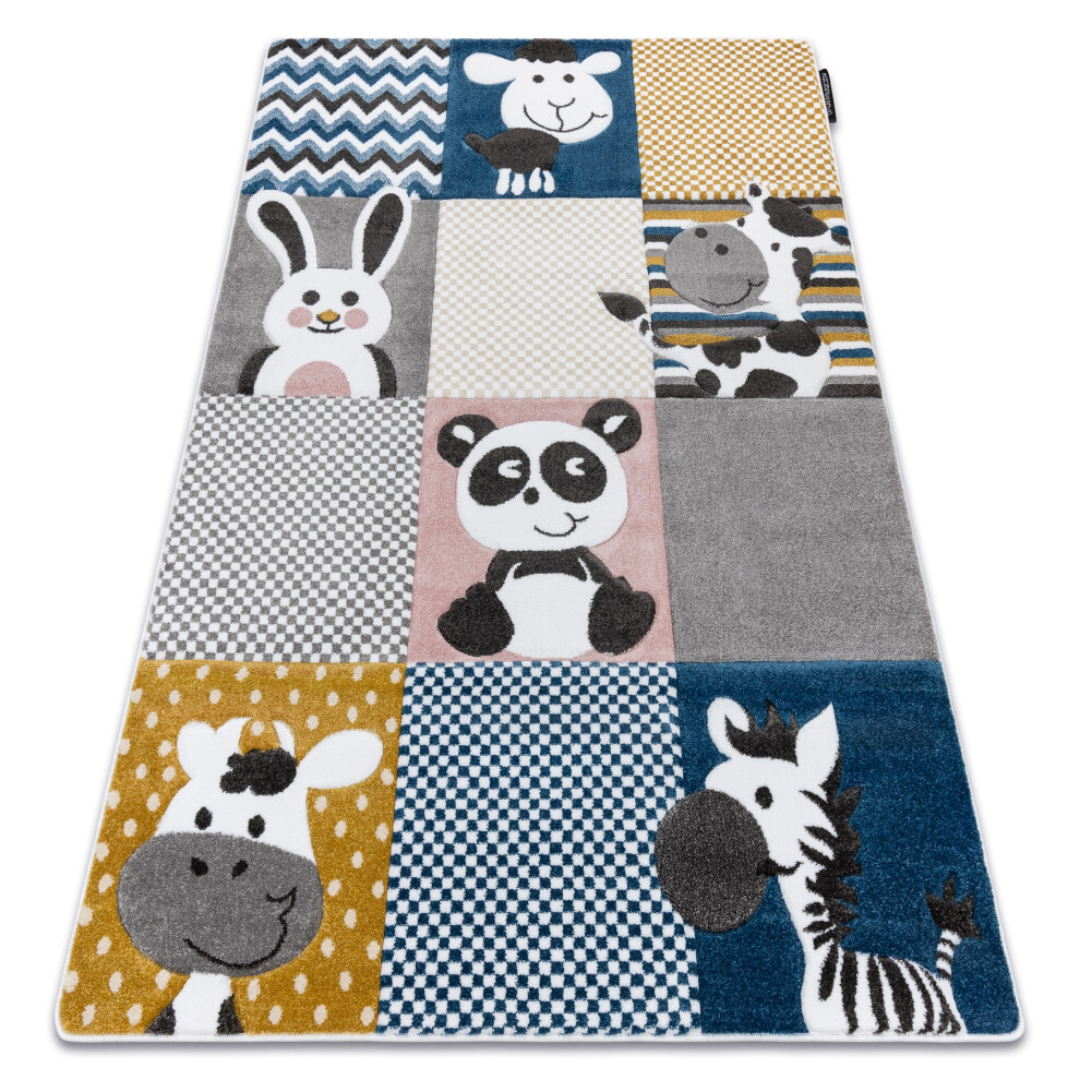 Carpet Petit Zoo Animals / Grey 120X170 Cm Cream Rugsx
