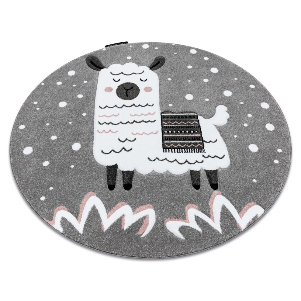 Carpet Petit Lama Circle Circle 140 Cm Grey Rugsx