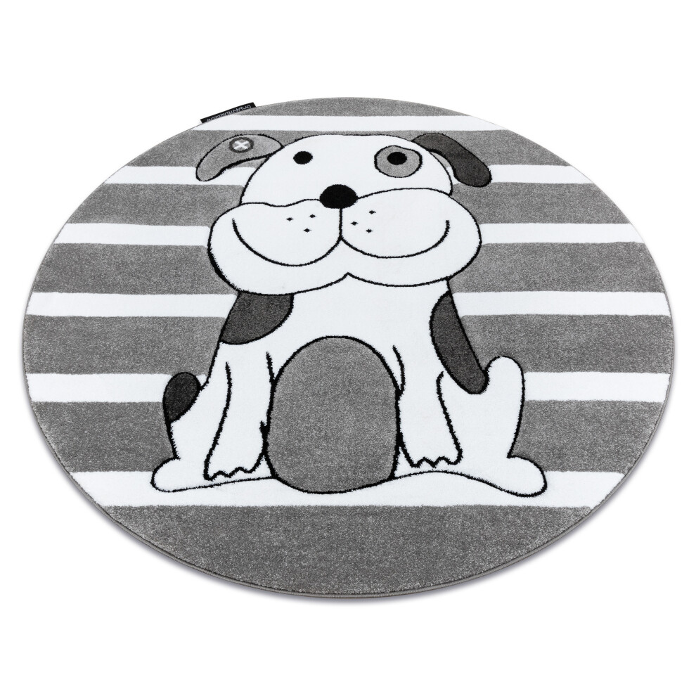 Carpet Petit Puppy Circle Circle 120 Cm Grey Rugsx