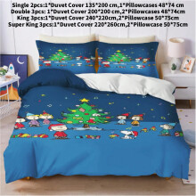 (Dark Blue, King(240x220cm)) Snoopy Bedroom Anime Duvet Set Bedding Cover Polyester Decorations Christmas