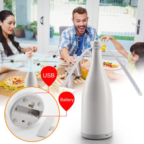 Automatic Fly Fan Lightweight USB Powered Tabletop Bug Protector For Meals Silent Indoor Outdoor Insect Dining 2