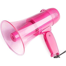 Speaker Megaphone Portable 20W Bullhorn With USB Port Built-In Siren And Alarm Recording Handheld Pink