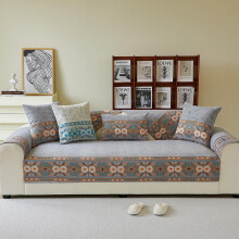 Chenille Sofa Slipcover Latex Non-Slip Base For Sectional Sofas L-Shaped Corner Grey 70x150cm For 1-3 Seater