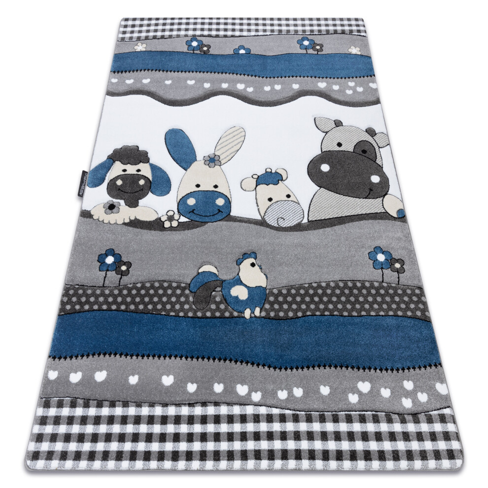 Carpet Petit Farm Animals 140X190 Cm Blue Rugsx