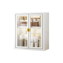 (white, two layers) Transparent Waterproof Storage Cabinet Wallmounted Bathroom Shelves