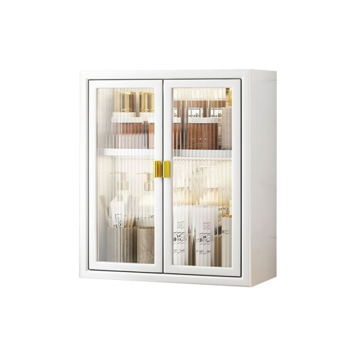 (white, two layers) Non Perforated Wall Storage Cabinet Upgraded Large Space Stable