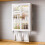 (white, two layers) Non Perforated Wall Storage Cabinet Upgraded Large Space Stable 3