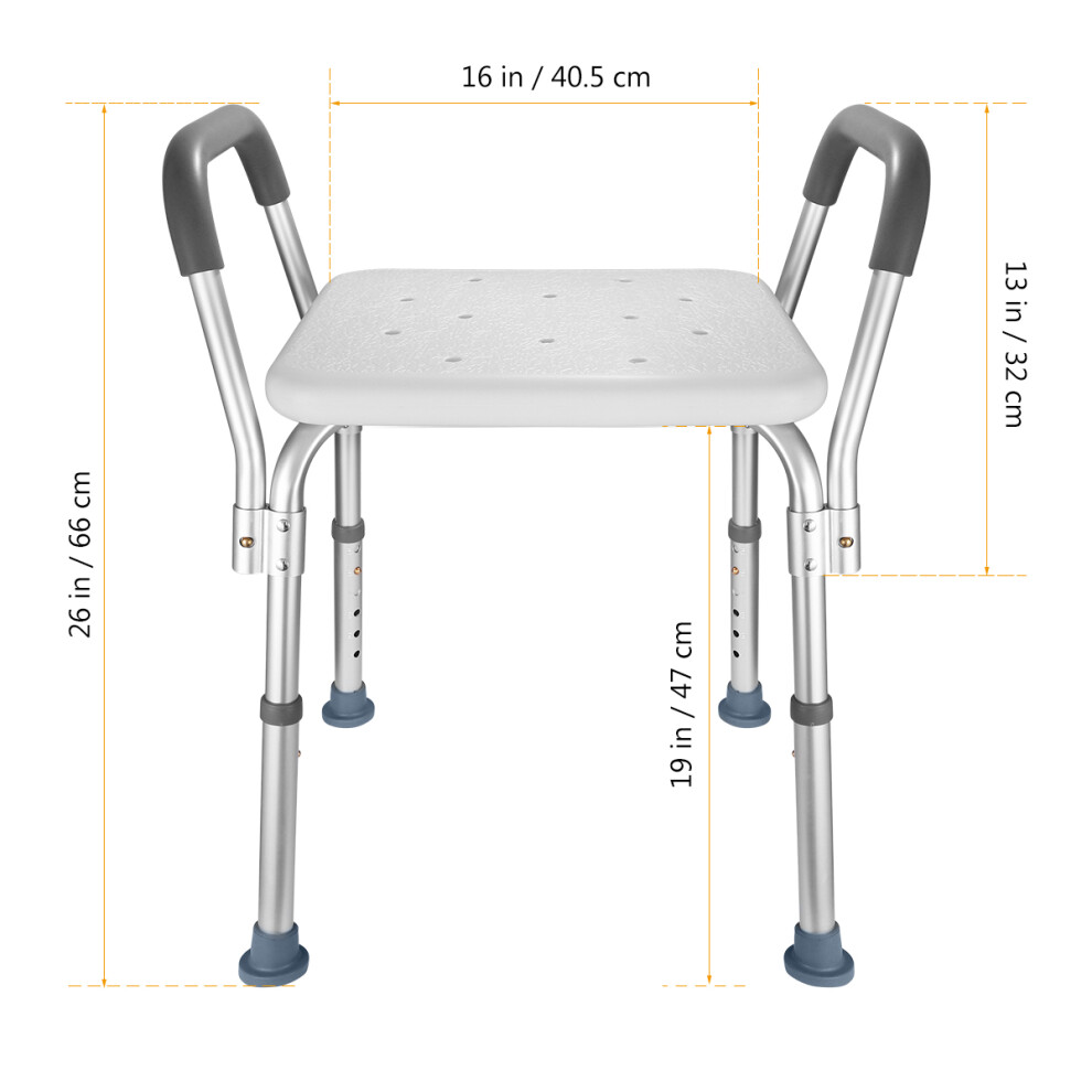 Inoomp White Anti-Skid Shower Chair Shower Stool Polyethylene 1Set
