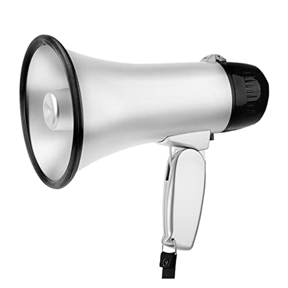 Megaphone 25W Portable Bullhorn With Siren Loudspeaker Recording For Outdoor Use 22.5X18.5 Cm Silver 9016109013880