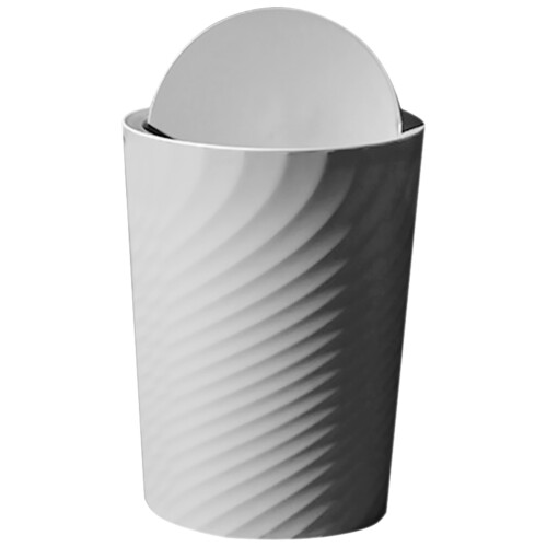 Swing Lid Trash Can Round Plastic Grey 1pack For Bedroom 2