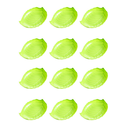 12pcs leaf shape fruit trays green food serving storage plates