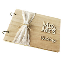 1pc 30 Pages Wooden Guest Book DIY Message Sign-In Gift