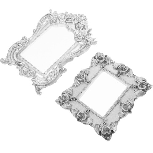 2 Pcs Mini Photo Frame Props Tiny Gold Frames Miniatures Picture 2