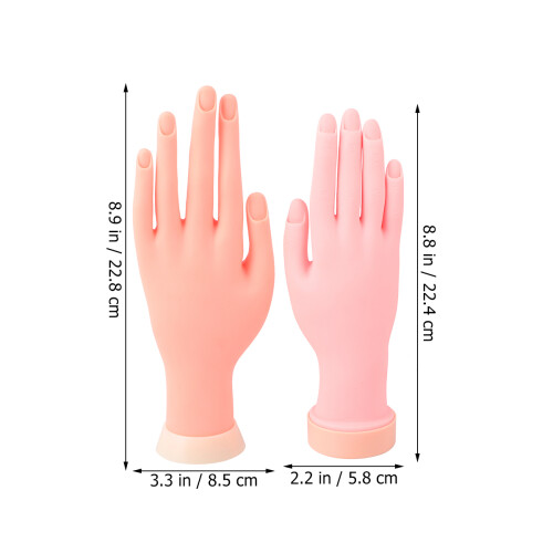 2 Pcs Practice Fake Hands For Nails Realistic Model Manicure Training 1