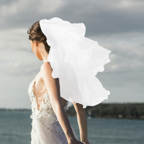 Bow Veil Wedding Multi-Layer White 1set 2