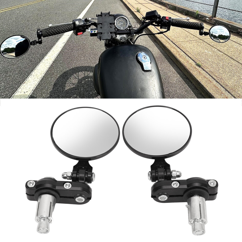 Motorbike 2Pcs 3In Round Foldable Bar End Rearview Mirrors For 7/8In Handlebar 4361351532128