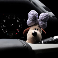 Mini Plush Dog Car Signal Wiper Decoration, Purple Interior Ornaments